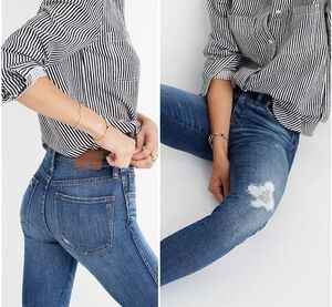 Madewell 9" High-Rise Skinny Jeans in Allegra Wash: Rip and Repair Edition,Sz 24